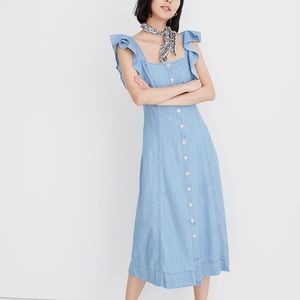 Madewell Denim Princess Seamed maxi dress size 6 blue chambray